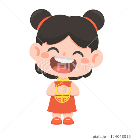 Cute Girl in Traditional Chinese Dress 134048019