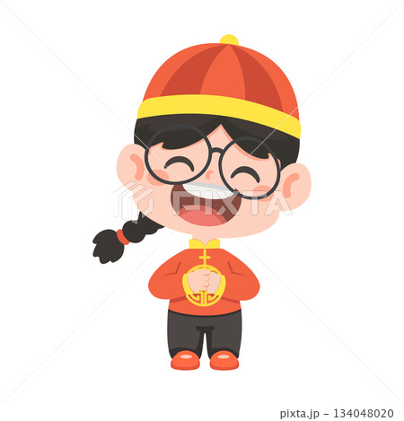 Cartoon Boy Wearing Traditional Chinese Outfit 134048020