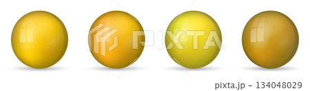 Set with glass colorful balls. Glossy realistic ball, 3D abstract vector illustration highlighted on a white background. Big metal bubble with shadow Set with glass colorful balls. Glossy realistic ball, 3D abstract vector illustration highlighted on a white background. Big metal bubble with shadow 134048029
