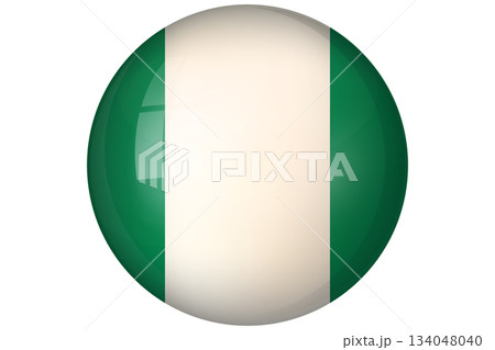 Flag of Nigeria. Nigerian national symbol in official colors. Template icon. Abstract vector background. Round glass light ball, 3D big bubble, sphere 134048040