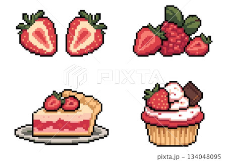 Strawberry Desserts Pixel Vector Pack 134048095