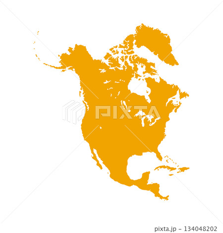Map of North America, sign silhouette. World Map Globe. Vector Illustration isolated on transparent background. American continent 134048202