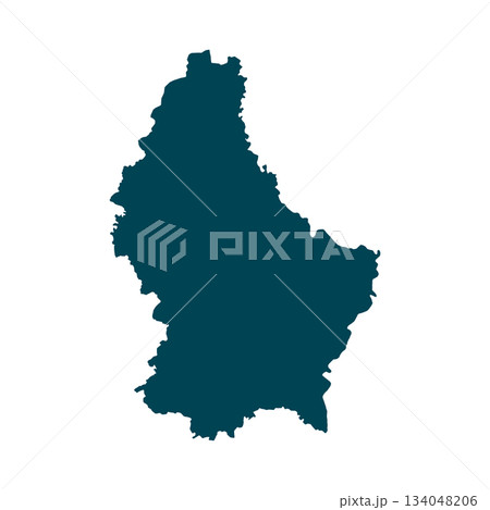Map of Luxembourg, sign silhouette. World Map Globe. Vector Illustration isolated on white background. Europe continent 134048206