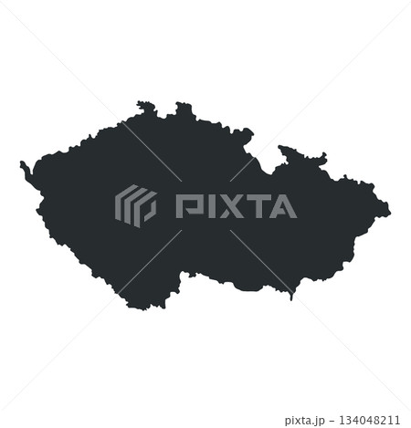 Map of Czech Republic, sign silhouette. World Map Globe. Vector Illustration isolated on white background. Europe continent 134048211