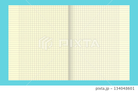 Graph paper. Printable lined and squared grid paper with color lines. Geometric background for school, textures, notebook, diary. Copy space blank 134048601