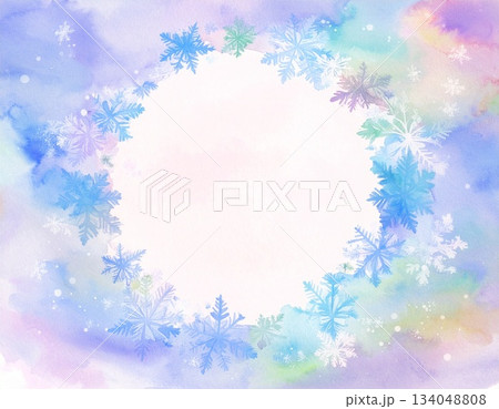 雪のモチーフのフレーム（AI生成画像） 134048808