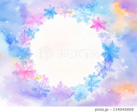 雪のモチーフのフレーム（AI生成画像） 134048809