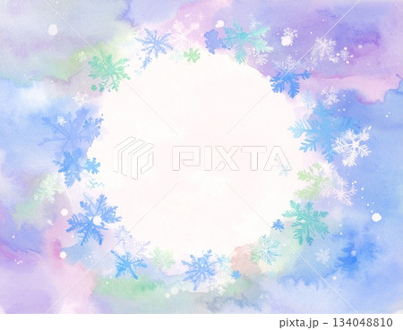 雪のモチーフのフレーム（AI生成画像） 134048810