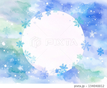 雪のモチーフのフレーム（AI生成画像） 134048812