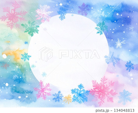 雪のモチーフのフレーム（AI生成画像） 134048813