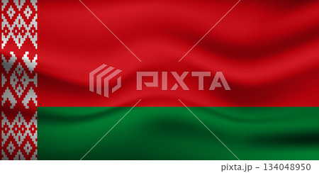 Flag of Belarus. Belarusian national symbol in official colors. Template icon. Abstract vector background 134048950