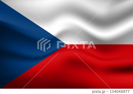 Glass light ball with flag of Czech Republic. Round sphere, template icon. national symbol. Glossy realistic ball, 3D abstract vector illustration highlighted on a white background. Big bubble 134048977