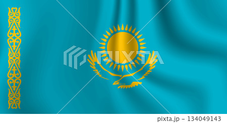 Flag of Kazakhstan. Kazakh national symbol in official colors. Template icon. Abstract vector background Flag of Kazakhstan. Kazakh national symbol in official colors. Template icon. Abstract vector background 134049143