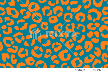 Abstract modern leopard seamless pattern. Animals trendy background. Color decorative vector stock illustration for print, card, postcard, fabric, textile. Modern ornament of stylized skin 134049239