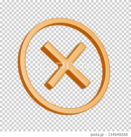 Slanted yellow circular eraser icon. Rich textured 3D illustration 134049288