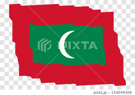 Republic of Maldives. Maldivian national symbol in official colors. Template icon. Vector background. Fluttering effect 134049309