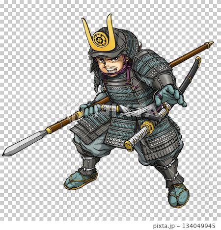 長宗我部元親身穿鎧甲，手持長矛 134049945