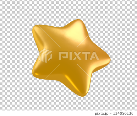 3D Golden Glossy Star. Stylized icon perfect for holiday, Birthday, or Christmas. 3d render 134050136