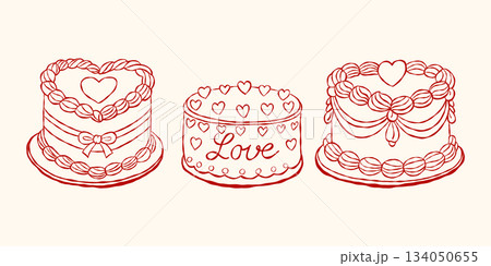 love Valentine Cakes Clipart Set love Valentine Cakes Clipart Set 134050655