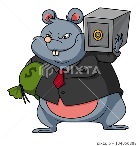 Fat rat rich holding a money of illustration Fat rat rich holding a money of illustration 134050888