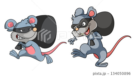 thief couple rat with money bag of illustration thief couple rat with money bag of illustration 134050896