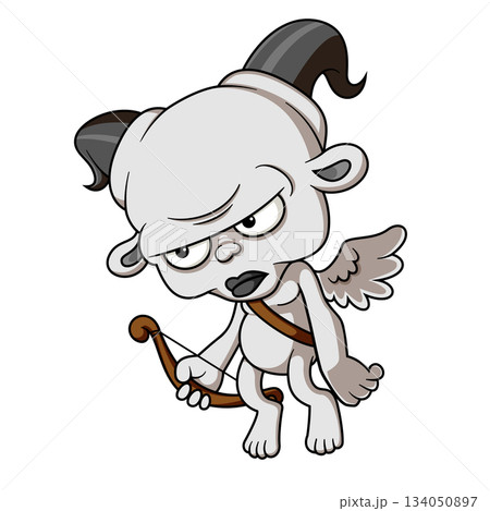a devil cupid holding bow and arrow of illustration a devil cupid holding bow and arrow of illustration 134050897