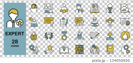 Professional Expert Line Icon Set Color 134050930