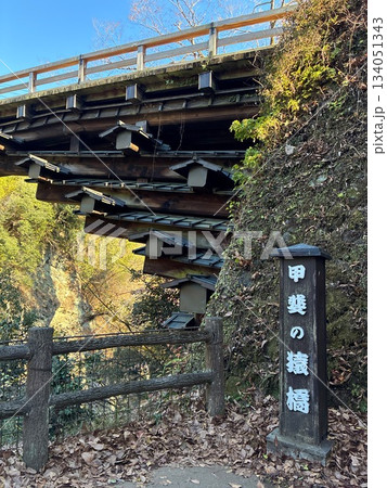 山梨にある日本三奇橋の猿橋 山梨にある日本三奇橋の猿橋 134051343