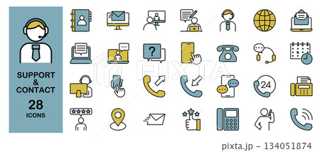 カスタマーサービス　ラインアイコンセット　カラー 134051874