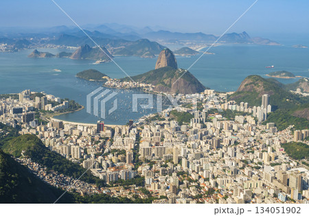 Breathtaking panoramic view of Rio de Janeiro city skyline seen from Corcovado Mountain, Brazil Breathtaking panoramic view of Rio de Janeiro city skyline seen from Corcovado Mountain, Brazil 134051902