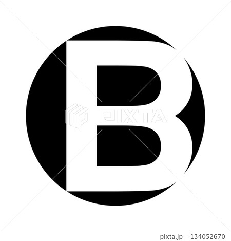 Letter B icon, bold black symbol in circular graphic design Letter B icon, bold black symbol in circular graphic design 134052670