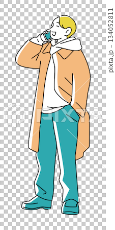 圖解：一名男子正在愉快地打電話 134052811