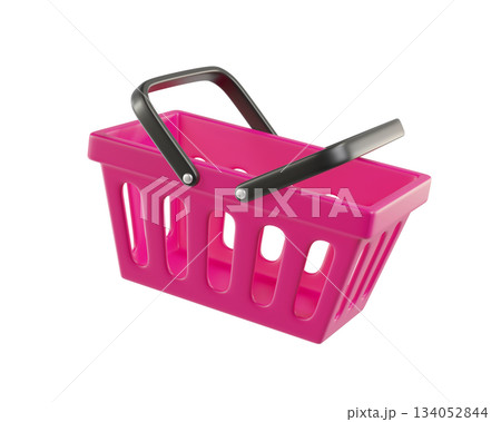 Pink empty Shopping Cart from a supermarket for shopping. Shopping Basket, Shopping bag, 3d rendering of the icon 134052844