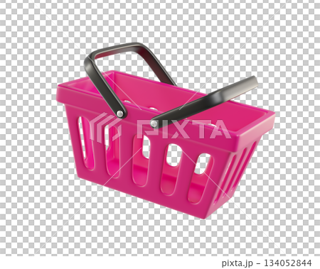 Pink empty Shopping Cart from a supermarket for shopping. Shopping Basket, Shopping bag, 3d rendering of the icon 134052844