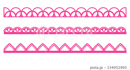 Lace scallop border edge frame pattern vector trim tape simple is shaped with smooth flow. This punch paper touch creates subtle depth. A calm ornament for print or web. 134052993