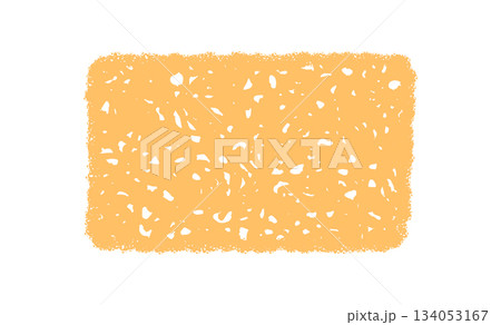 Wavy chalk scribble rectangle frame with orange organic texture. Patch border and sketch background create a space for text. Graphic element works as a stylish border or creative frame for 134053167