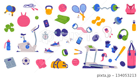Sport Equipment and Supply Colorful Element Vector Set 134053213