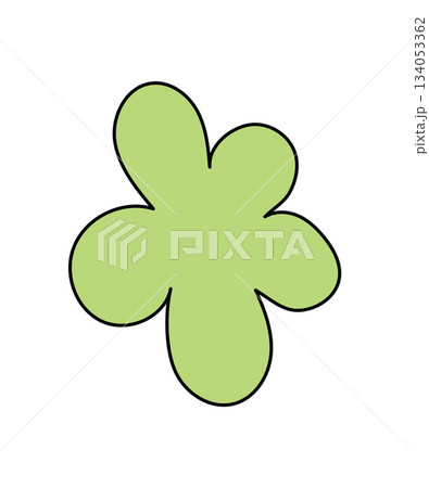 Groovy retro green flower, flat funky y2k abstract style. Playful cute floral shape as a groovy element, trendy and vintage, perfect for modern backgrounds in aesthetic art. 134053362