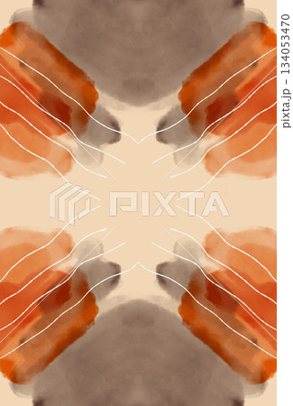 Abstract digital watercolor seamless pattern, soft brown and beige symmetrical art illustration 134053470
