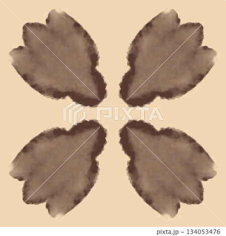 Abstract digital watercolor seamless pattern, soft brown and beige symmetrical art illustration 134053476