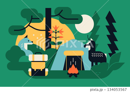 Recreation outdoors - colorful flat design style illustration 134053567