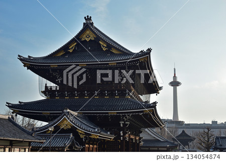 京都　東本願寺と京都タワー 134054874
