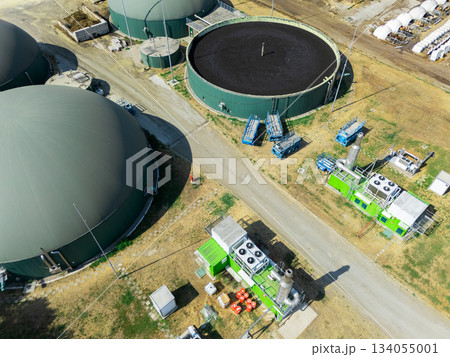 Aerial view of biogas plant for biomethane production. 134055001