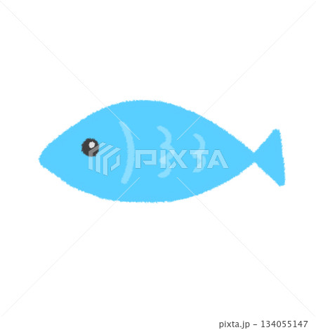 デフォルメされた可愛い魚の手描きイラストアイコン。シンプルな落描きのスタンプ素材 134055147