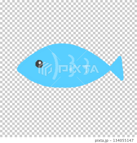 デフォルメされた可愛い魚の手描きイラストアイコン。シンプルな落描きのスタンプ素材 134055147