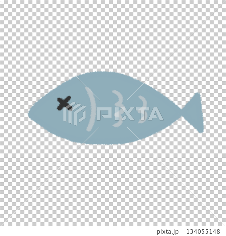 死んだ魚の手描きイラストアイコン。シンプルな落描きのスタンプ素材 134055148