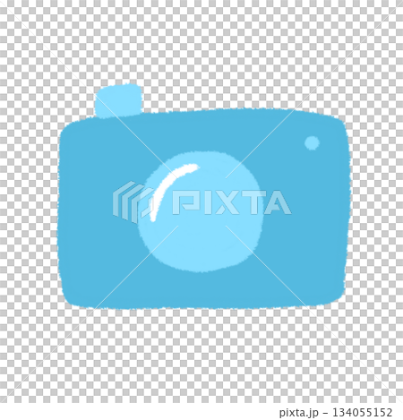 A hand-drawn illustration icon of a deformed digital camera. A simple, scribbled stamp material A hand-drawn illustration icon of a deformed digital camera. A simple, scribbled stamp material 134055152