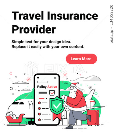 Santa travel insurance Christmas New Year 2026...のイラスト素材 [134055220 ...