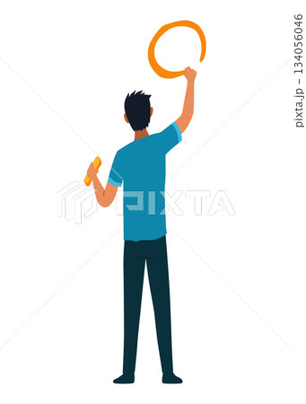 Planning talking concept. Business meeting and events organizing process office working. Vector illustration with man character 134056046