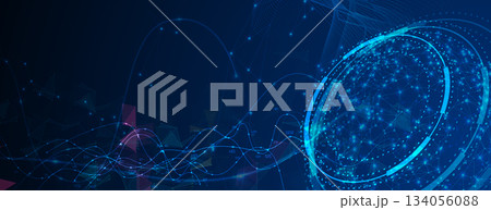 Technology and science dynamic banner or header. Connected neural network 134056088